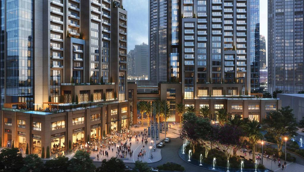 AT THE HEART في القلب The towers grant residents ready access to a gym, a health club, and luxurious restaurants and cafes that cater to a wide range of tastes.