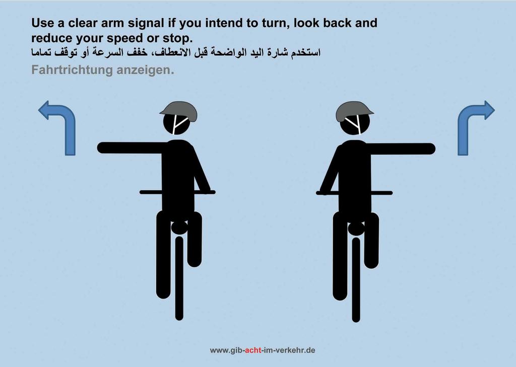 Schutzstreifen شريط الحماية يجب استخدام مسار الدراجات المخصص عندما يتحدد اتجاه السير بواسطة إشارات السير التالية.