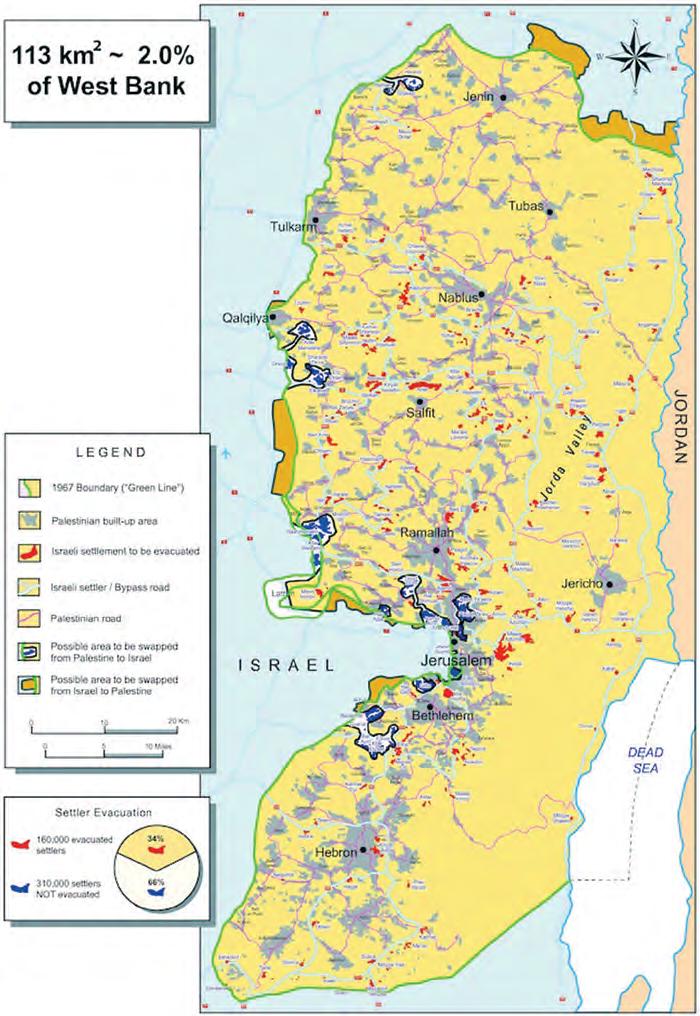 اخلريطة )2( - االقرتاح الذي قدمه الفلسطينيون لتبادل األراضي يف الضفة الغربية )ب( 2008 76 اخلريطة ) 3 -أ( - االقرتاح الذي قدمته إسرائيل لتبادل ما نسبته %10.