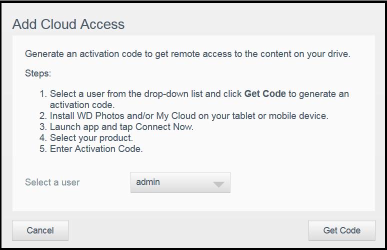 اتبع التعليمات الواردة في الصفحة لتوصيل جھازك اللوحي أو الجوال بجھاز.My Cloud انقر على OK (تم) لإلغالق..۴ Users (المستخدمون) ١.