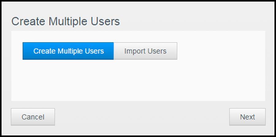 إدارةالمستخدمين والمجموعات حدد أحد الخيارات ثم انقر فوق Next (التالي). Create Multiple Users (إنشاء مستخدمين متعددين): السماح لك بإدخال المستخدمين يدوي ا.
