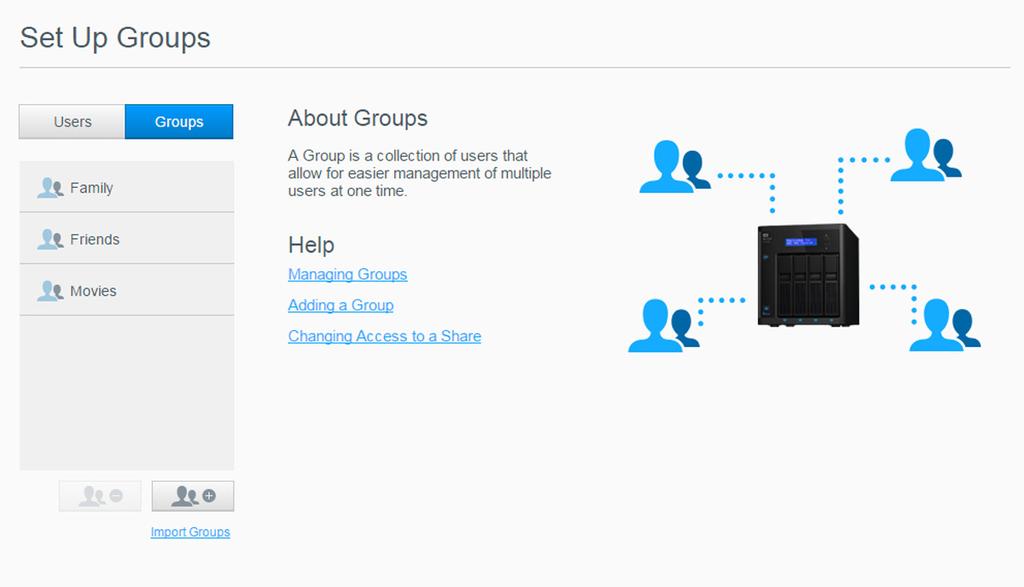 إدارةالمستخدمين والمجموعات About Groups (عن المجموعات) تتيح المجموعات بإدارة مستخدمين متعددين بسھولة.