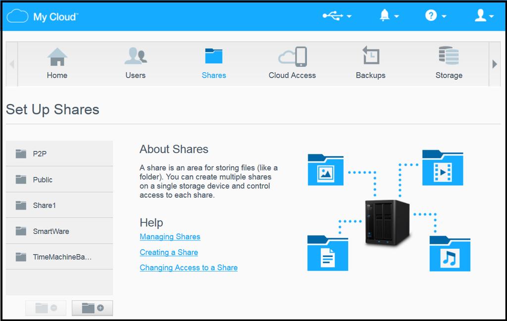 إدارة المشاركات إدارة المشاركات About Shares (حول المشاركات) ۶ About Shares (حول المشاركات) تعتبر المشاركة مساحة في جھاز My Cloud لتخزين الملفات (أشبه لمجلد أو دليل).