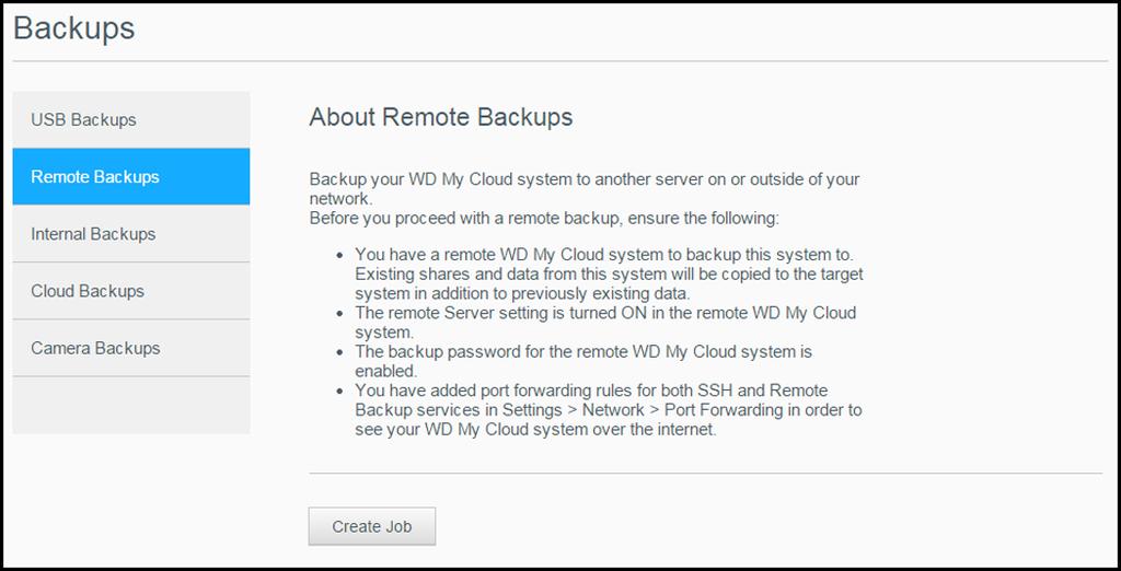 النسخ االحتياطي للملفات واستردادھا Remote Backups (النسخ االحتياطي عن بعد) يتيح ھذا الخيار إجراء النسخ االحتياطي لجھاز My Cloud إلى جھاز My Cloud آخر.