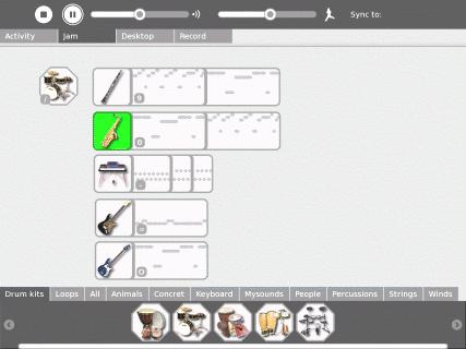 Sharing music الموسيقى المشترآة TamTam Jam lets you play music with other laptops, sharing a common drum beat.