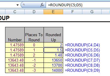 OUNDUP(number; num_digits) تقريب