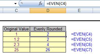 ) الرقم) EVEN لتقريب رقم إلى