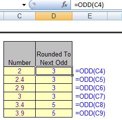 ODD لتقريب رقم إلى أقرب رقم