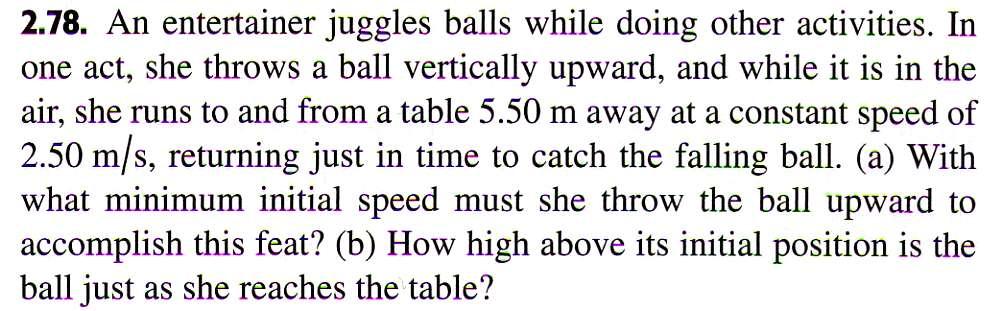 .) سرعة الكرة عن أقصى ارتفاع ( entertainer juggles activity throw
