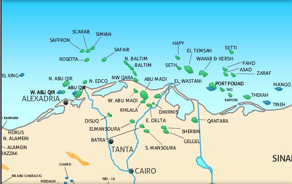 ومع استئناف الدفع بدأت شركات النفط األجنبية العمل من جديد في مصر. ومنذ تشرين الثاني / نوفمبر 2103 تم التوقيع على 53 اتفاق تنقيب مع شركات نفط أجنبية حوالي 04 منها موجودة في البحر األبيض المتوسط.