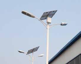 The Solar Lighting System works by feeding the poles through solar panels mounted to it; these panels charge the rechargeable batteries that provide the LED or fluorescent lights energy through the