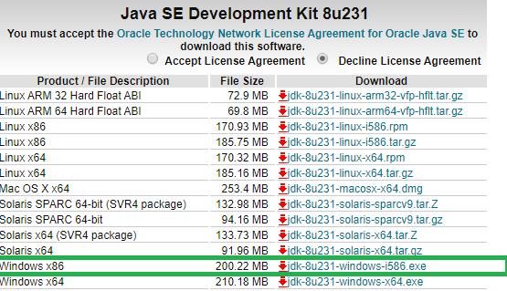 jdk 8 كما يظهر يف الرابط ألهنا انقر على Accept License Agreement لكي يسمح لك بتحميل نسخة من تناسب حاسوبك.