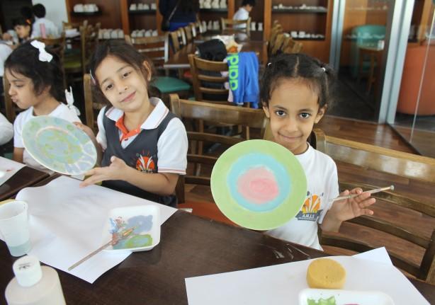 Students were so happy and excited experiencing their creativity with colors and painting for a