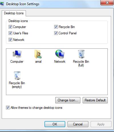 > Change Desktop Icons لتنيير اي ونات سطس المكتش الرئيسية ان ر على :Change