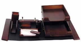Mahogany material, non-skid base, letter holder, pen holder, memo holder, desk pad, latter tray.