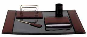 Wooden Desk Set Walnut material, non-skid base, desk pad, pen holder, letter opener, memo holder, double tray.