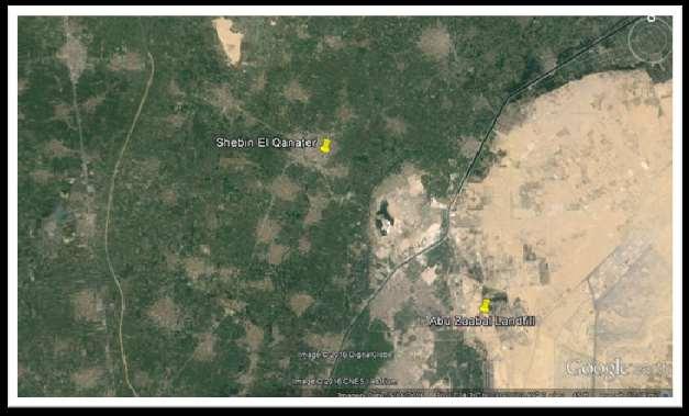 شكل رقم 2-2: موقع مدفن مخلفات أبوزعبل )11 كم جنوب شرق منطقة شبين القناطر( 2.3.