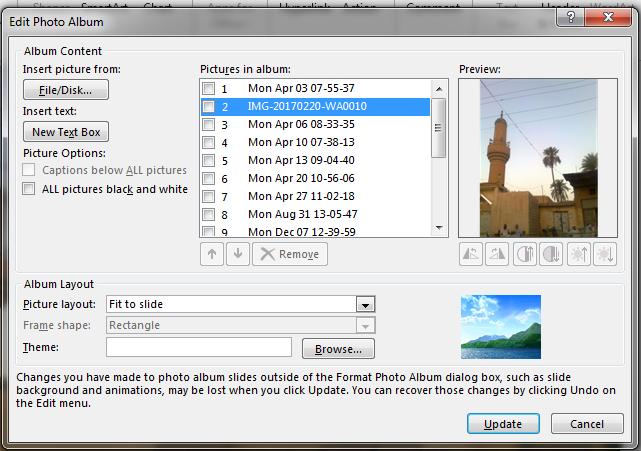 . يمكن إزالة الصورة أو النص الموجود وذلك بتحديده ثم الضغط على إزالة Remove 4. ويمكن تدويرها يمكن تحديد الصورة ومشاهدتها في مربع المعاينة Preview 5.