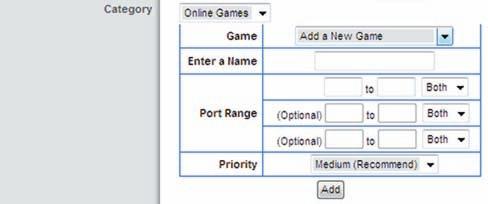 Add a New Game )إضافة لعبة جديدة( QoS )جودة الخدمة( > Game Add a New )إضافة لعبة جديدة( Enter a Name )إدخال اسم( أدخ ل أي اسم لإلشارة إلى اسم اإلدخال.