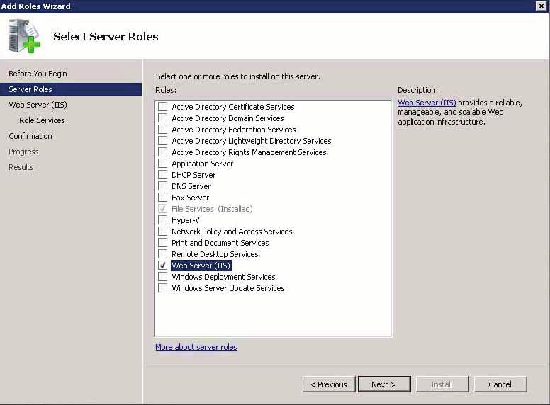 سيتم عرض شاشة Select Server Roles )تحديد أدوار الخادم(.