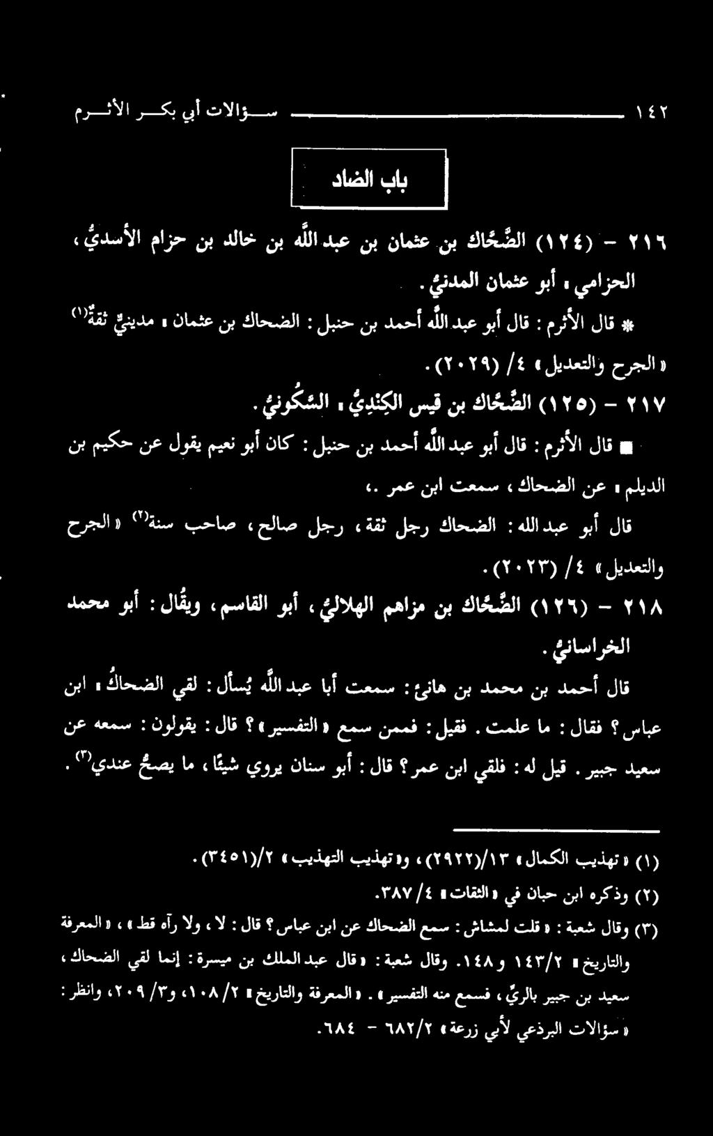 رمع نبا تعمس» كاحضلا نع» مليدلا نب كاحح صلا 4 حرجلا «ةنس بحاص «حلاص لجر «ةقث لجر كاحضلا : هللا دبعوبأ لاق دمحم وبأ : لاقیو مساقلا وبآ. يلالهلا مهازم.