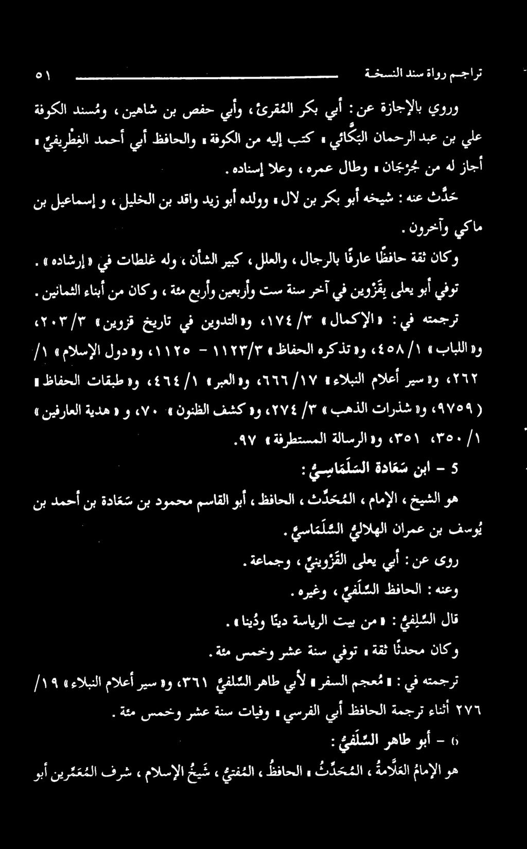 تاطلغ هلو» نأشلا ريبك «للعلاو نب ليعامسإ و» ليلخلا نب دقاو ديز وبأ هدلوو» 0۲۰۳/۳ «نیورق خيرات يف نیودتلا /۱» مالسالا لود هو - ۰۱۱۲۰ ۱۱۲۳/۳» ظافحلا هرک ذت»و» 16۸/۱ بابللا»و» نیفراعلا ةيده «و» ۷۰