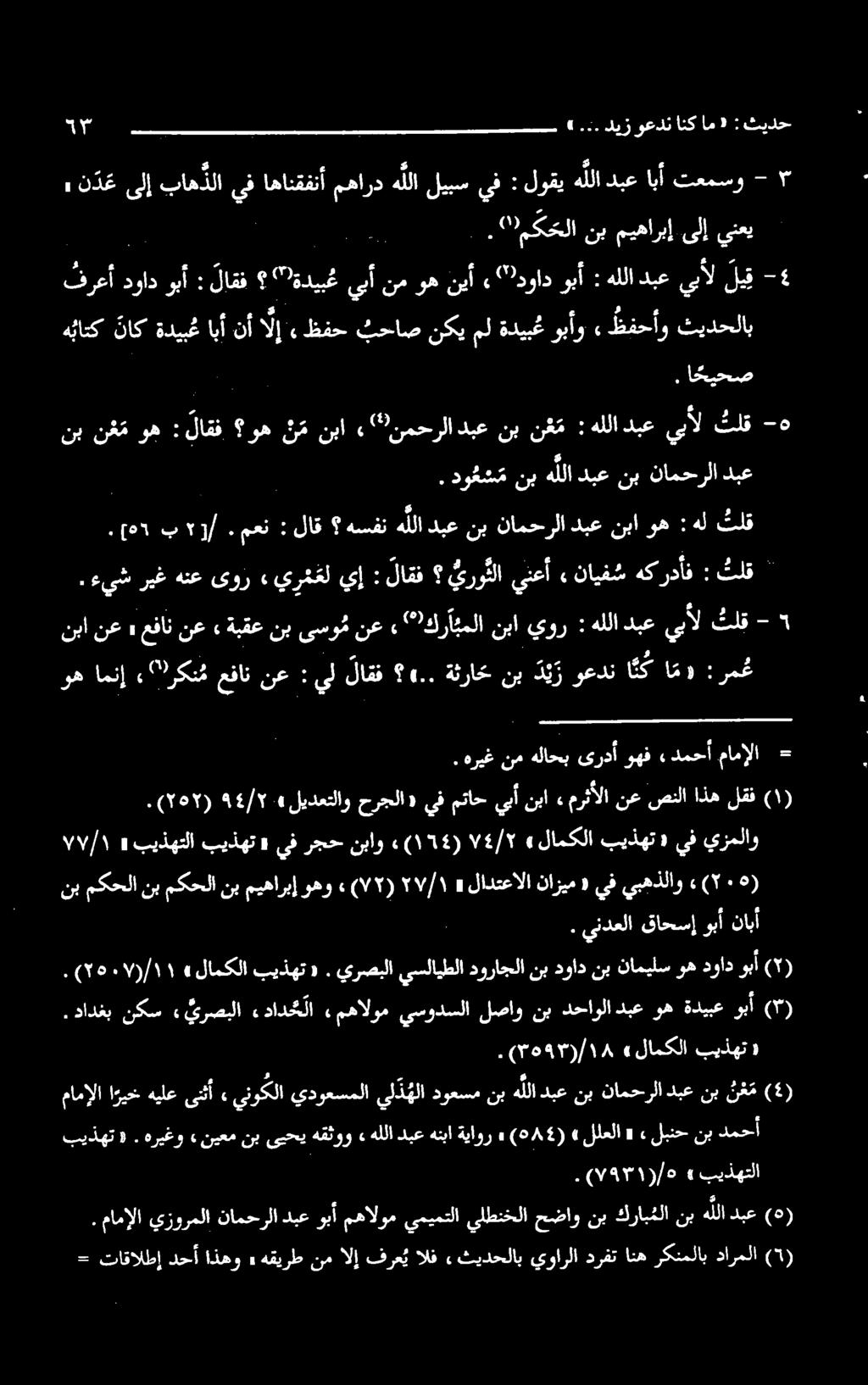 » ۲۷/۱ ((۷۲) نبميهاربإوهو نب مكحلا نب لادتعالا نازیم «يف يبهذلاو ۲۰۰(۰) يزملاو يف «متاح يف «حرجلا «لیدعتلاو ۹4/۲.(۲۵۲) يبأ نبا» مرثألا» «للعلا (۵۸4) ۰ هللادبعهنباةياور» نيعمنبىبحيهقثوو»» هریغو.
