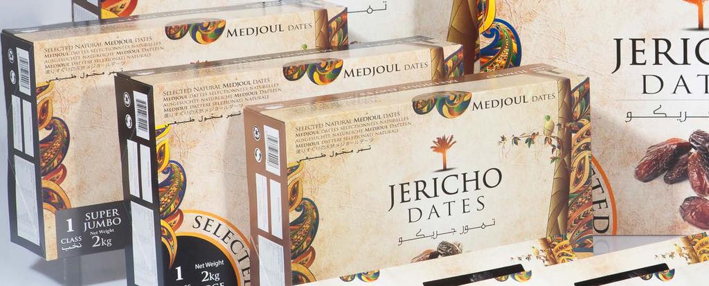 Jericho Dates This high value confectionary is a unique selection of our finest, premium quality Medjoul dates, available in SELECTED with very tight skin and CHOICE with slightly softer, more