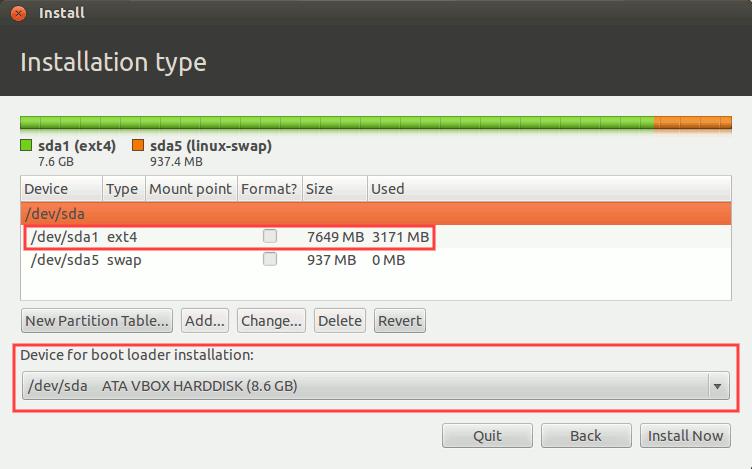ملحظة/انتبه: ل تحدد أي لقسم نظام تشغيل و إل تسوف تتلف إلقل ع نظام التشغيل مثل.(Windows) يمكنك تحديد مكان تنصيب (2 (GRUB في تسجل إلقل ع القرص من لئحة ) loader....(.device for boot كما يظهر في الصورة تم تحديد القرص (/dev/sda) و ليس القسم (/dev/sdax) و المستحسن أن يكون لقرص اللقل ع في.