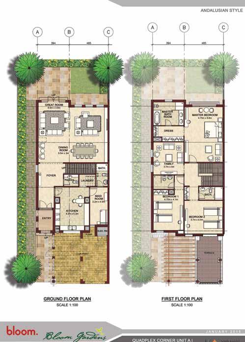Quadplex, Townhouse Villas Type A 4 Bedrooms, G+2 VILLA / UNIT