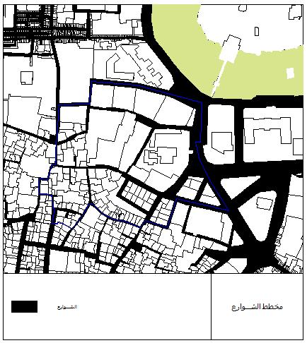 88 الفصل الثالث: حي السفاحية )حالة دراسية( ٠4٢٧ )محاور الشوارع مخطط الحركة(: نالحظ أن مساحة الحي مساحة مع مقارنة الحركة محاور.7.