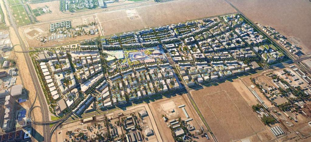KEY FACTS Masterplan designed by world renowned architects, Woods Bagot. Direct access to Al Dhaid Road and University City Road, and easy access to Sheikh Mohammed bin Zayed Road.