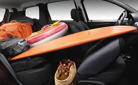 luggage and leisure equipment. With the back seat folded down, the available space goes up to 1,636 litres. Folding the front passenger seat down enables objects as long as 2.