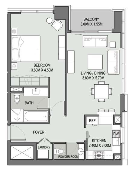 1 Bedroom - Type - 02M Unit 06 Tower 2, Levels: L02-L20 1 Bedroom -