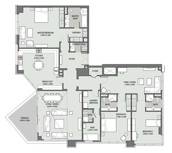 3 Bedroom Penthouse - Type - 05 Unit 02 Tower 2, Level: L21 3 Bedroom