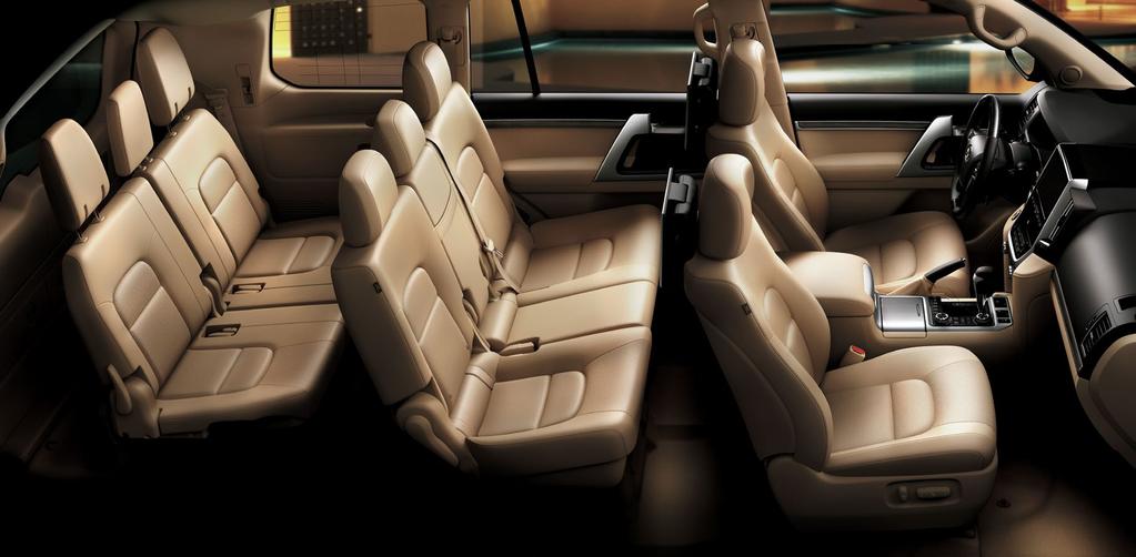 You Deserve the Best Expansive space and exceptional quality are exclusive features of the Land Cruiser cabin. All occupants benefit equally, enjoying the comfort.