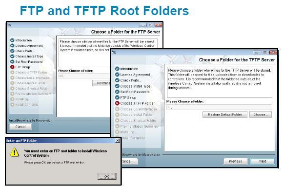 WCS سنختار بعد ذلك جملد FTP و TFTP و يستخدمان لوضع ملفات خدمات