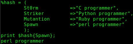 P3rL HAsh3S Hashes النوع الخير من برمجة المتغيرات في لغة البيرل هي المتغيرات التي تكون من نوع hashes حيث يمثل هذا من المتغيرات بزوج من ال key/value يكون التمثيل البرمجي العام لبرمجة الهاش كما يلي في