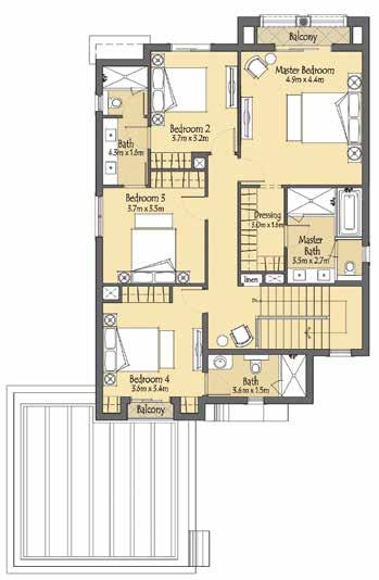Villa 2 4 Bedrooms + Maids Suite Area: 243.25 Sq.m/2618.32 Sq.ft Balcony: 26.04 Sq.m/280.29 Sq.