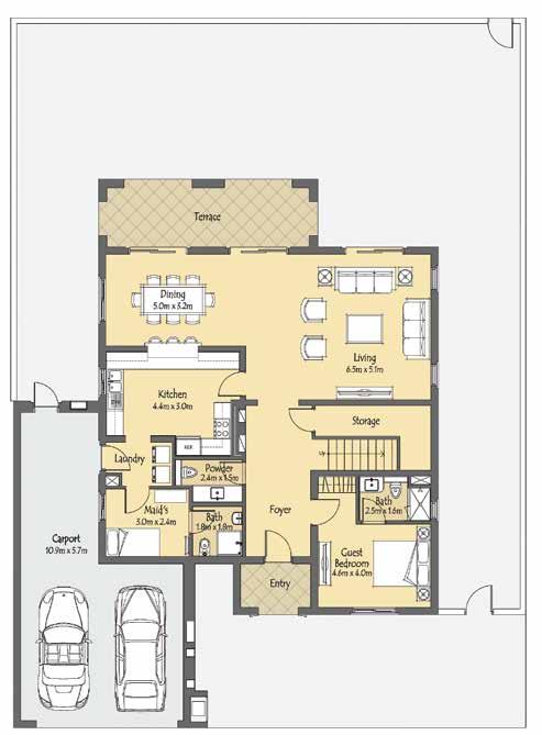 Villa 3 5 Bedrooms + Maids Suite Area: 280.77 Sq.m/3022.18 Sq.ft Balcony: 33.81 Sq.m/363.93 Sq.