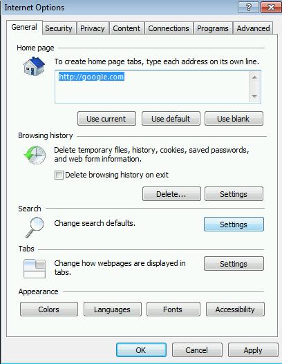 تغيير الصفحة الرئيسية في Internet Explorer 1. افتح Internet Explorer وحدد الزر أدوات )tools( ثم حدد خيارات اإلنترنت( options (Internet. 2.