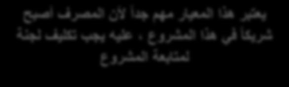 اختالف جوهري المتابعة الدورية والمستمرة للمشروع من لبل لجنة المصرف يعتبر هذا المعيار