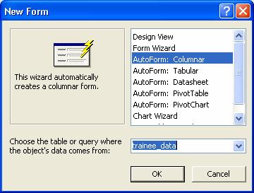 ٦ Auto form انشاء نموذج تلقاي ى يتم عمل ذلك من اطار قاعدة البيانات