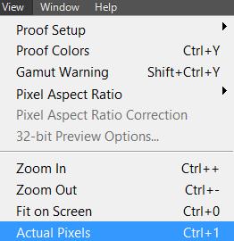 Zoom Tool -3 View- Actual pixels )%100(