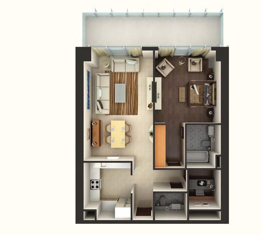 1 BHK TYPE-A 1 BHK TYPE-B SIZE: 796.52-1,001.10 SQ.FT.