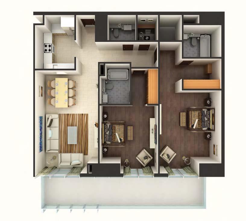 2 BHK TYPE-A 2 BHK TYPE-B SIZE: 1,445.60-2,034.37 SQ.FT.