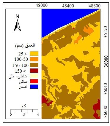 5 تقييم ترب المرج ةي ليبيا باستخدام تقنية نظم المعمومات الجغ ارةية شكل 3. توزيع وحدات عم القطاع )سم( ةي منطقة الد ارسة. جدول 5.