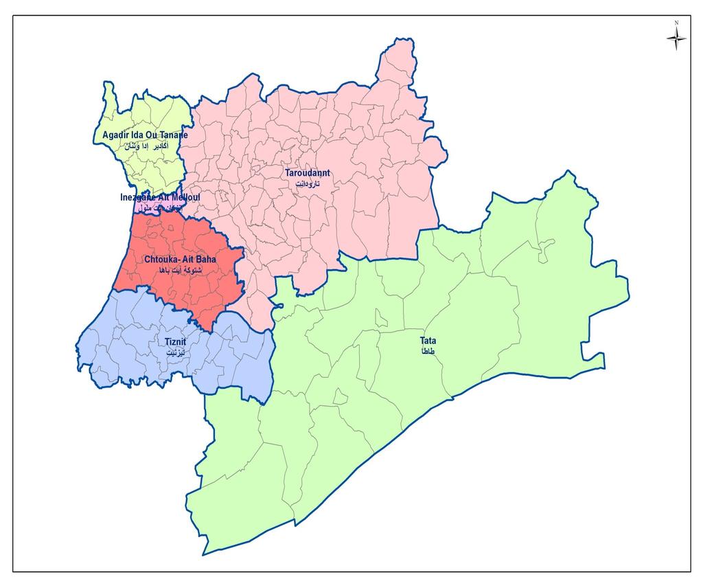 خريطة الجهة CARTE DE LA REGION SOUSS - MASSA سوس - ماسة السكان )لسنة )2015 : 735 : 2 704