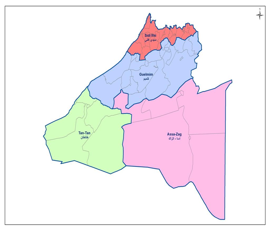 خريطة الجهة CARTE DE LA REGION GUELMIM - OUED NOUN كلميم - واد نون السكان )لسنة