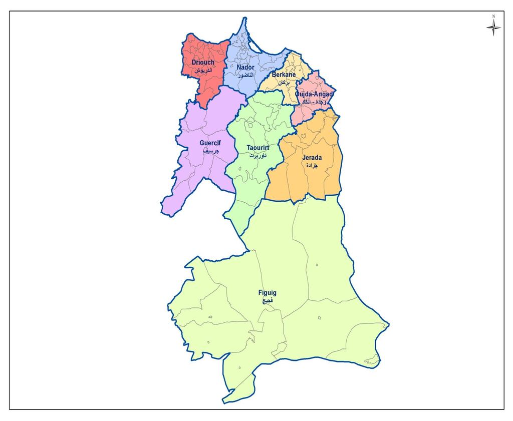 خريطة الجهة CARTE DE LA REGION L'ORIENTAL الشرق السكان )لسنة )2015 : 198 : 2